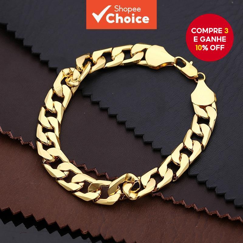 Pulseira Lateral Plana Masculina De 8 Mm Em Ouro E Prata Para Uso Casual em Oferta na Shopee