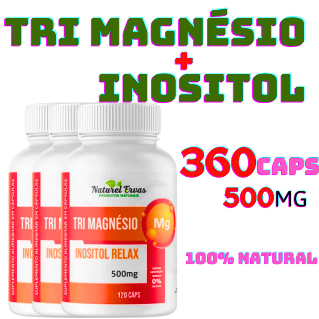 TRI Magnésio + Inositol - Natural em Oferta na Shopee