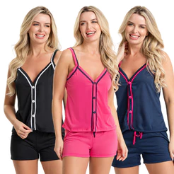 Kit 3 Baby Doll Amamentação Cirúrgico – Alcinha com Botões Malha Premium