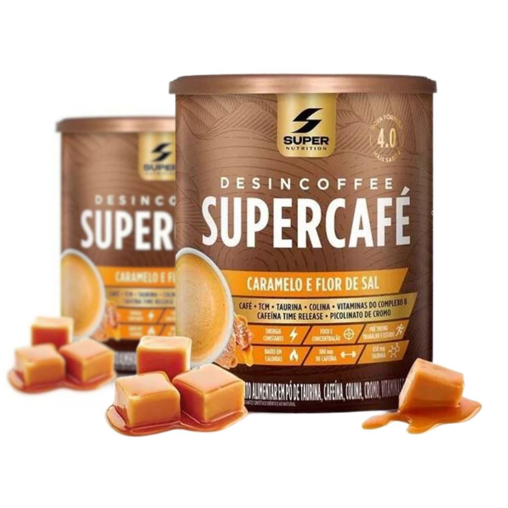 Kit 2x Supercafe Desincoffee 220g Super Nutrition SABOR:2x CARAMELO E FLOR DE SAL em Oferta na Shopee