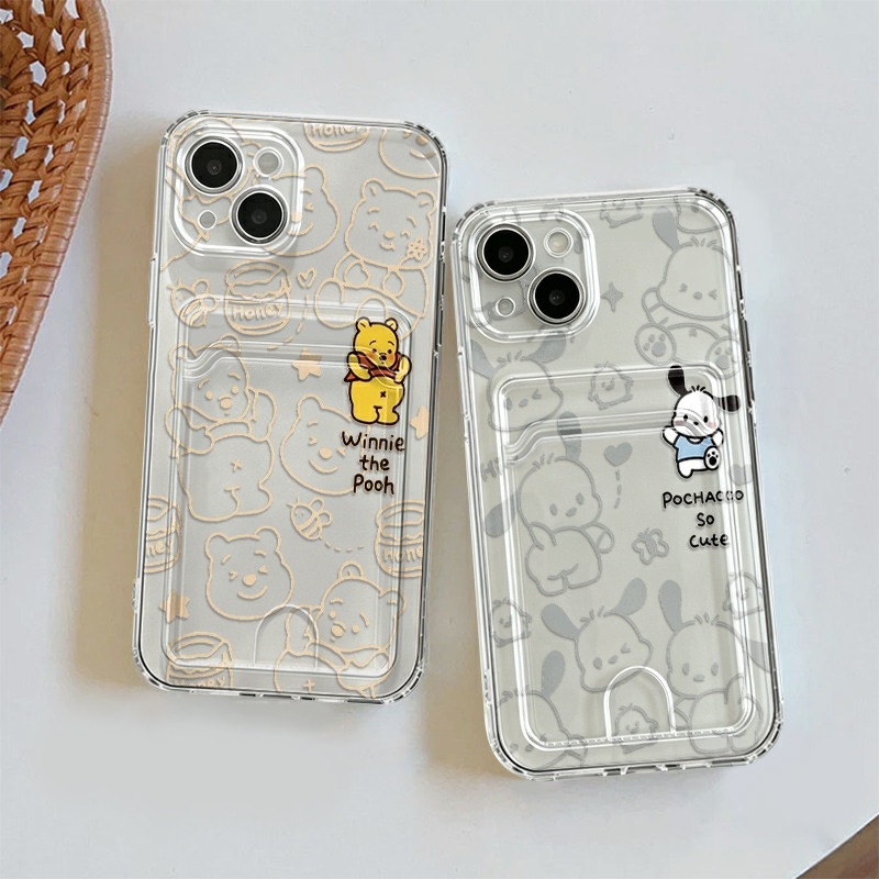Capa Para Samsung A04 A05 A12 A13 A14 A15 A35 A52 A54 Transparente Silicone Anti-choque Capinha Card Case Ursinho Pooh