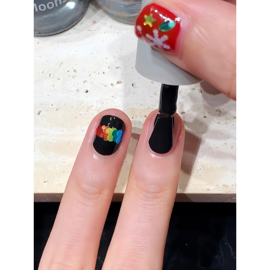 Manicure arco-íris Ghost Horse Girl!Twomoons Manicure Esmalte Preto 2026 Novo Estilo Sem Assar Secagem Rápida de Longa D