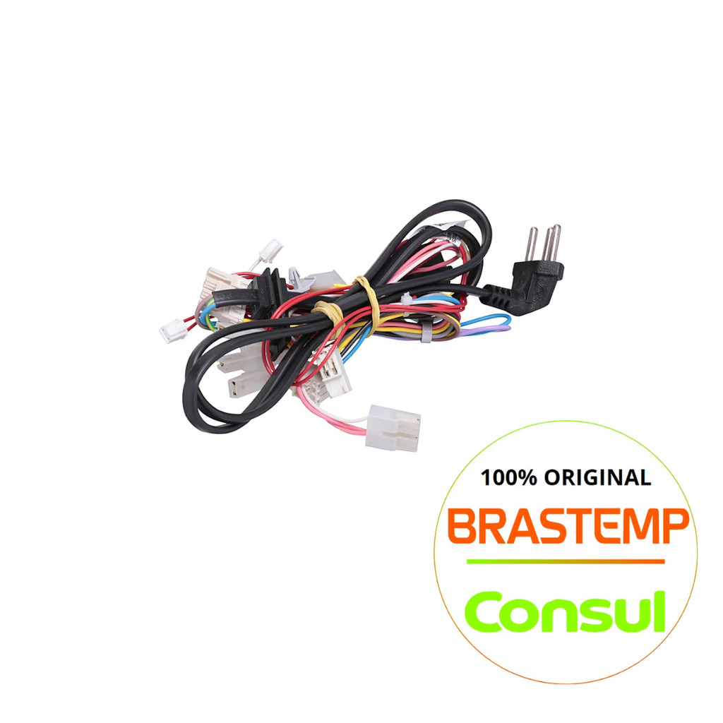 CHICOTE REDE ELÉTRICA SUPERIOR LAVADORA BRASTEMP ORIGINAL - W10838019 - BWD15AB - BWH15AB - BWK15AB - BWN15AK - BWS15AB