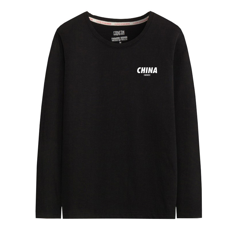 100% algodão masculino puro algodão manga comprida camiseta primavera outono Plus Size camisa de fundo masculina roupas 