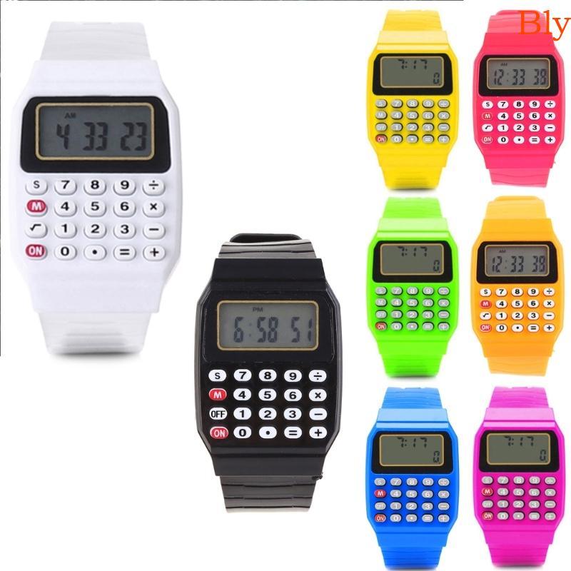 Bly Fashion Child Kid Silicone Data Calculadora Eletrônica Multiuso Relógio Pulso