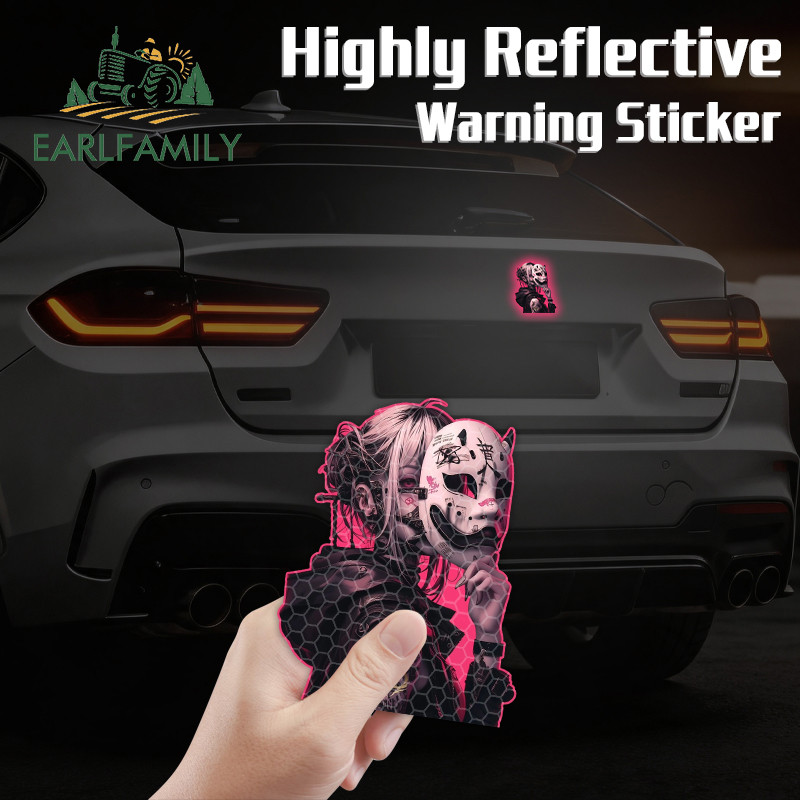 EARLFAMILY Feminino Samurai Gato Reflexivo E Mangético Adesivos De Carro Criativo Motor Pára-Brisa Elétrico-Bicicleta Vi