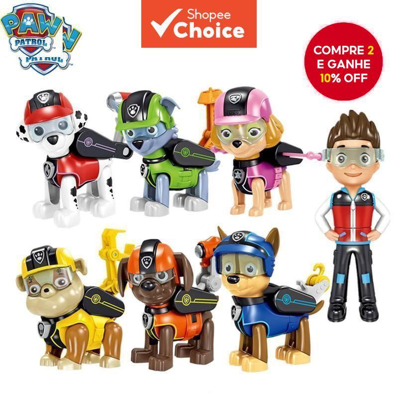  7 peças/8 peças Paw Patrol Ryder Skye Deformação Boneca Figura Brinquedo Modelo Presente de Aniversário para Crianças