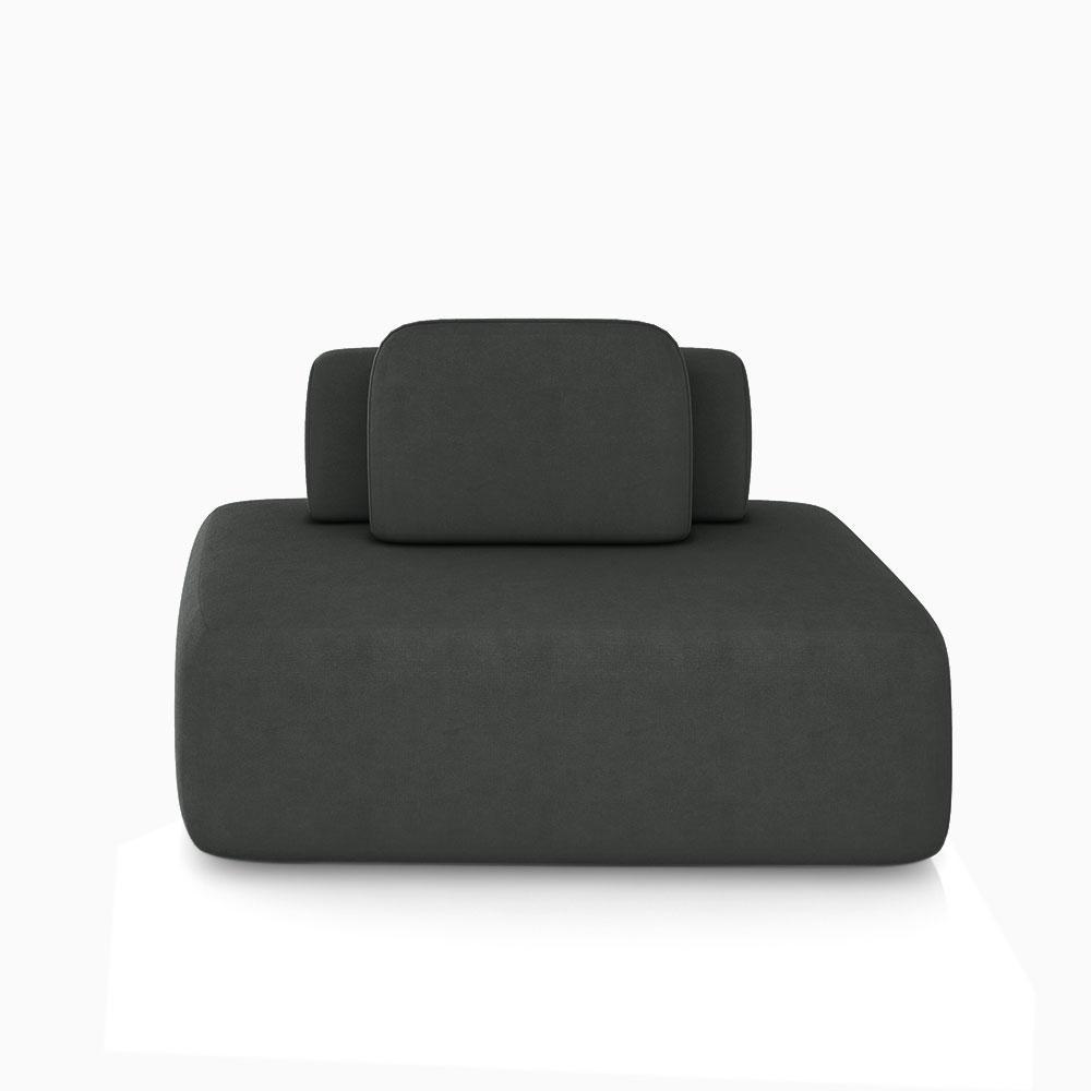 Imagem Sofá Ilha Sala de Estar Modulado Dakota 142cm Encosto Almofada Solta Veludo Cinza G33 - Gran Belo