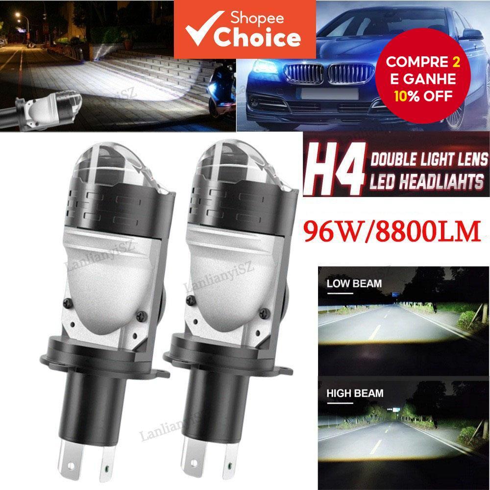 8800lm 96w H4 Led Ventilador De Farol De Projeção Refrigerado 12v Automotivo Hi Lo Beam