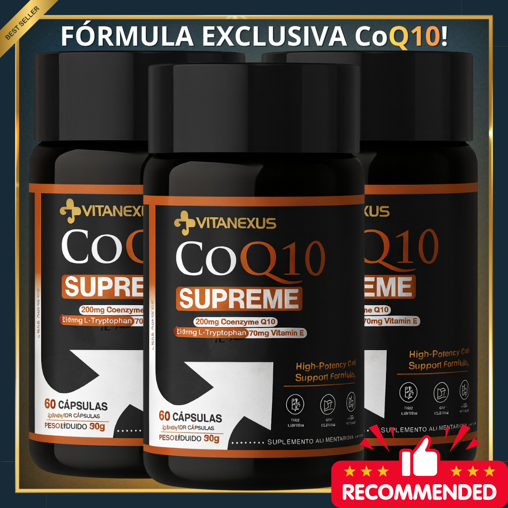 CoQ10 200mg Ubiquinona/Ubiquinol | Energia, Foco, Coração Forte e Suporte Antioxidante Vitanexus