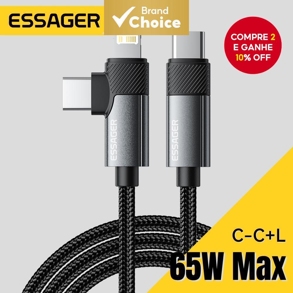 Essa Essager 2 Em 1 Cabo USB Tipo C 65W PD Fio De Carregamento Rápido Para 15 14 Pro Max Xiaomi
