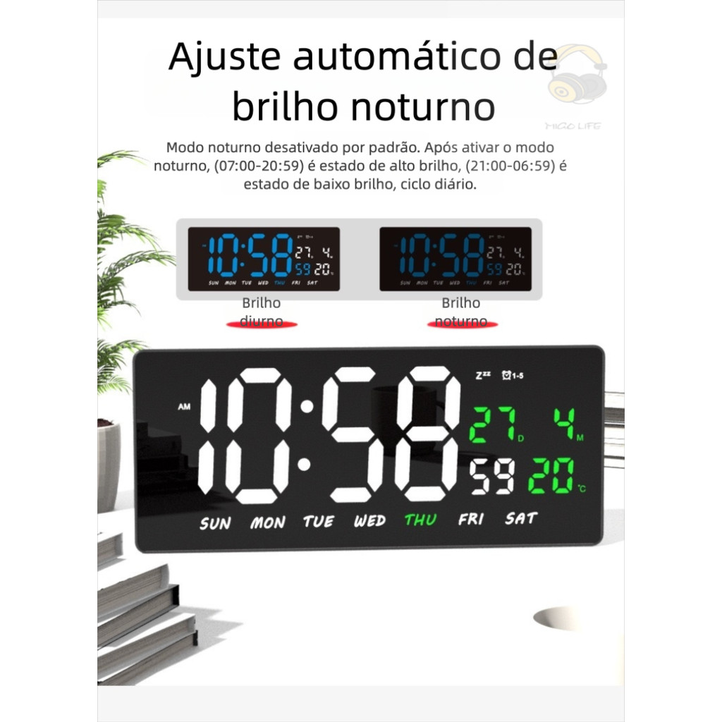 Relógio De Parede Led Digital Grande Em Led Data Salão Manicure academia Hospital Alarme