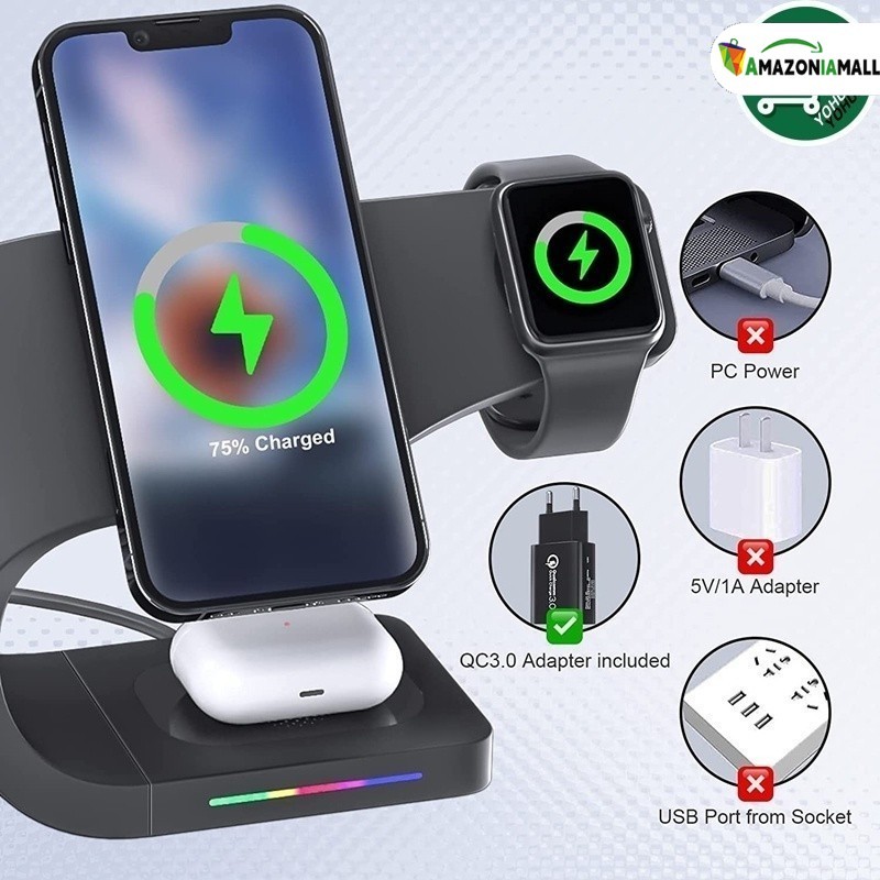 Caixa De Carregador Sem Fio 3 Em 1 iPhone14 13 12 Pro Max Mini Estação De Carga Magnética
