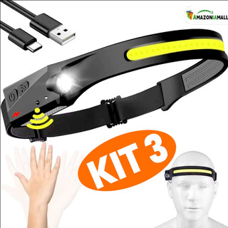 Kit de lanterna tática recarregável + USB LED Lanterna de cabeça corporal Lanterna de acampamento esportivo