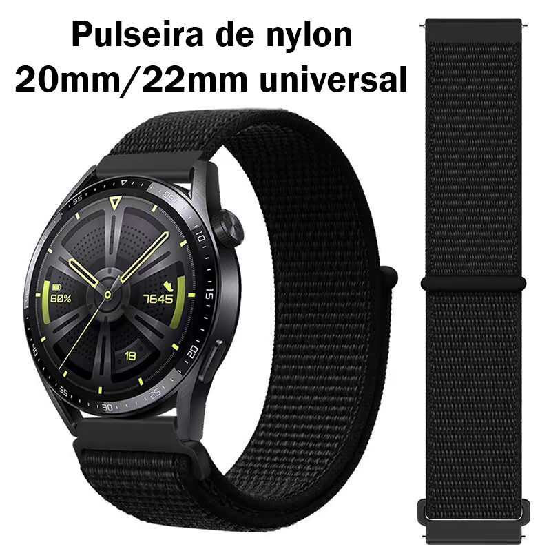Pulseira Nylon Velcro para 20mm 22m Compatível Active2 GTS2/3 GTR42/47mm em Oferta na Shopee
