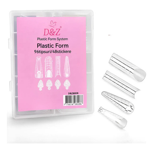 Molde F1 D&z 4 Formatos Bailarina Almond Quadrado Russo Dez Transparente Apice Baixo com tag para francesa reversa