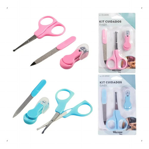 Kit Manicure Infantil Bebê 3 Peças Cortador Unha Higiene