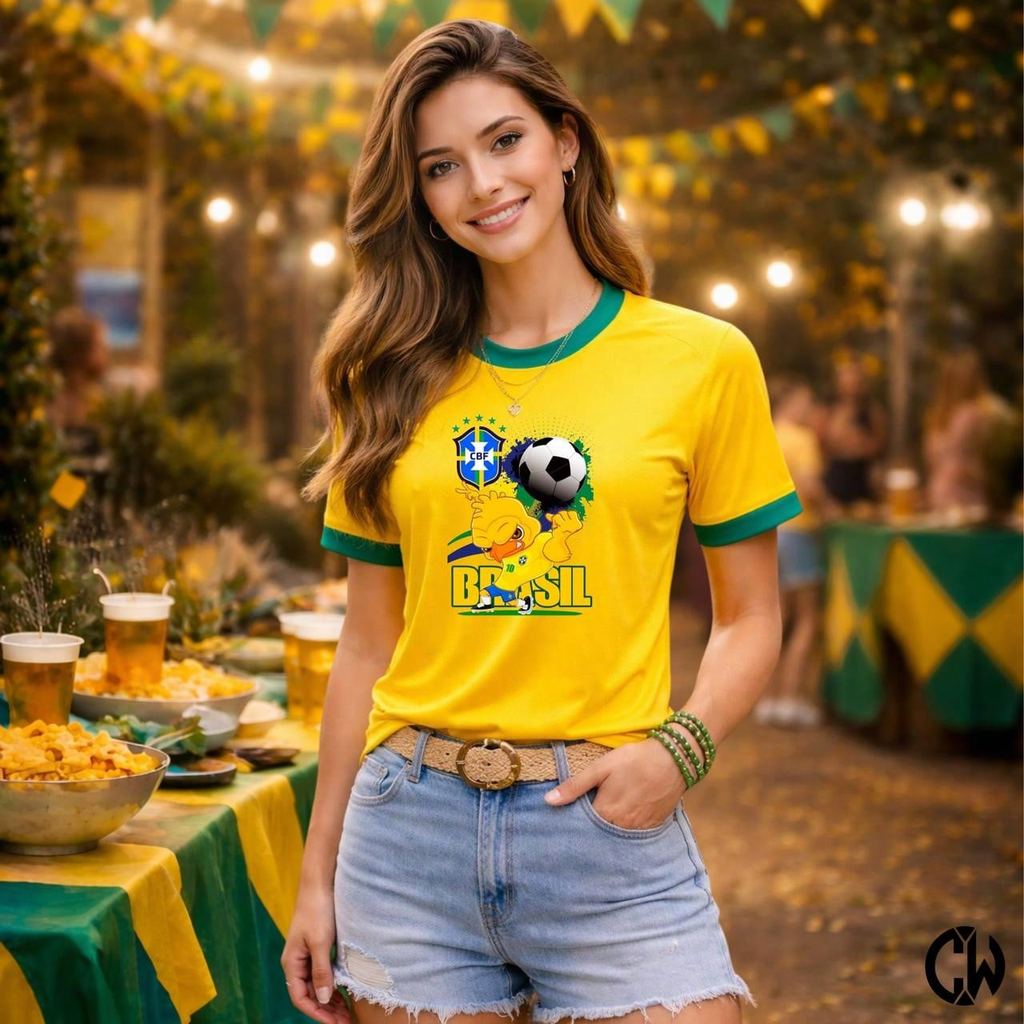 Camiseta Camisa DryFit Brasil Mascote Copa do Mundo Jogador Futebol Lançamento