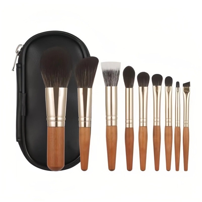 Conjunto de pincéis de maquiagem profissional de 9 unidades,com estojo bolsa para viagem
