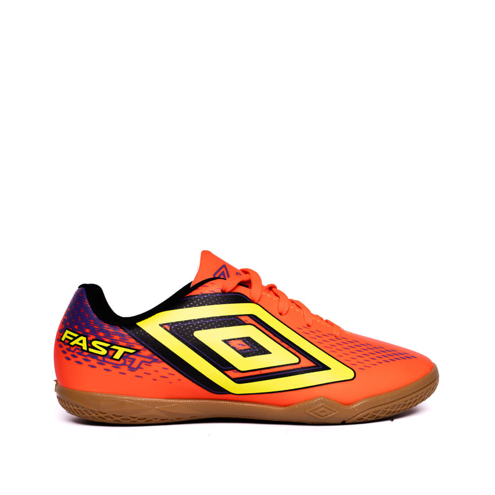 Chuteira Infantil Umbro Futsal Fast II JR Laranja/Roxo