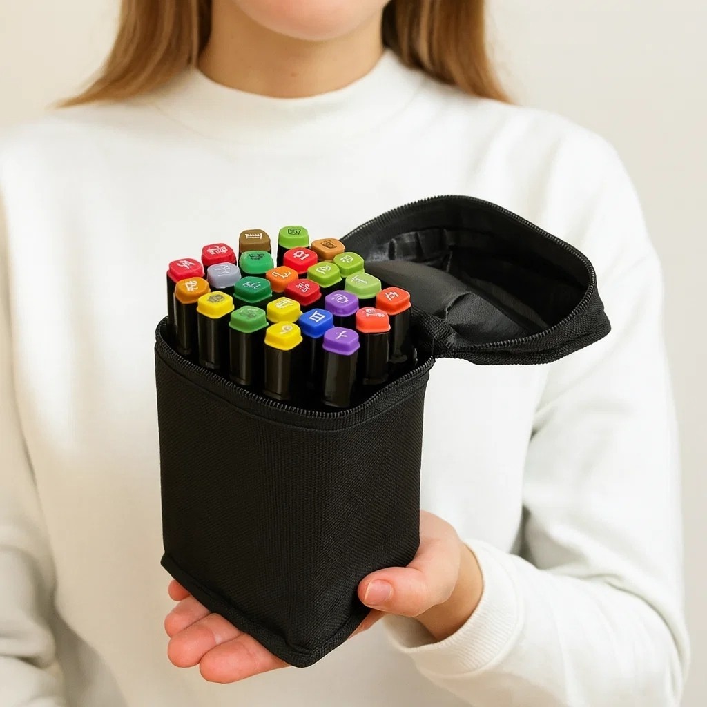 Estojo 24 Canetas Hidrográficas Desenho Pinta Ponta Fina Marcador Material Escolar Presente Colorir Achadinhos Shopee