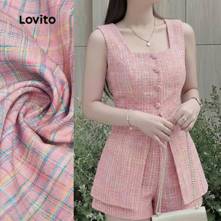 Lovito Conjuntos Casuais de Shorts Primavera/verão Shorts Rosa Conjuntos para Mulheres LK5ED204