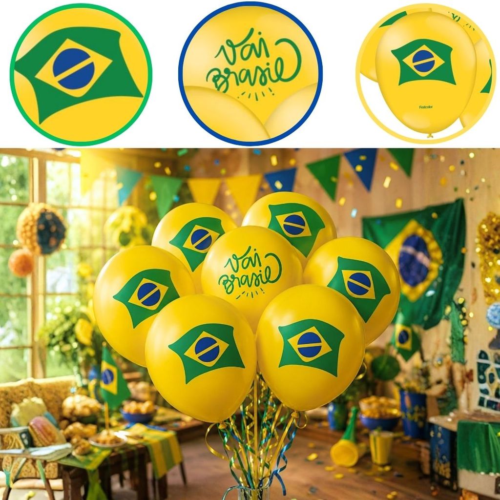 25~125 BALÃO BEXIGA FESTA COPA DO MUNDO AMARELO n°9 (FESTCOLOR) (CHOCO)