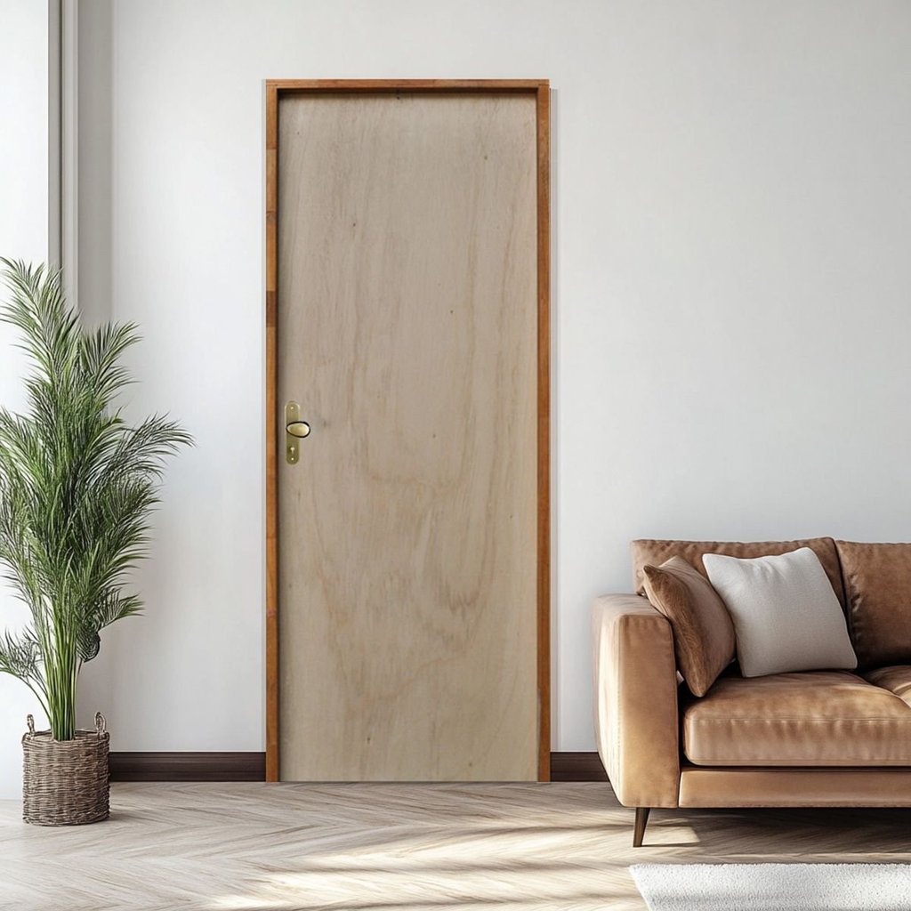 Porta Lisa Mescla 210x70 Batente 09 cm Fechadura Wc Taco de Golf Rodam Abertura Direita Marrom