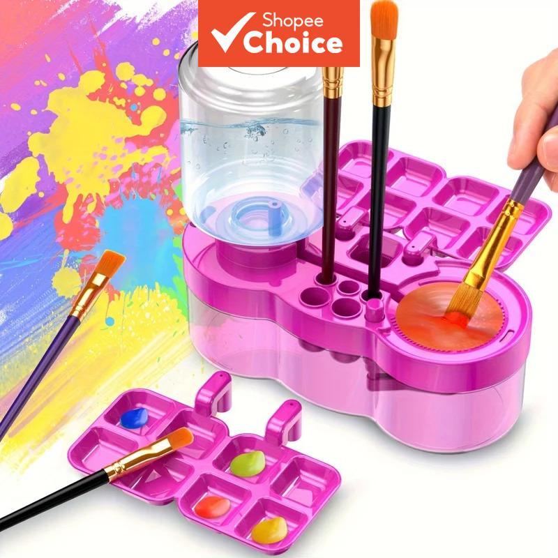 Escova De Pintura Limpador Automático Circulação De Água Limpeza Balde Dreno Botão Arte Ferramenta