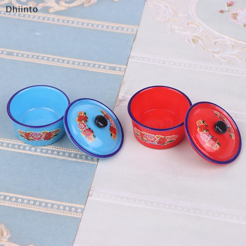 [Dhiint] 2 Peças De Casa De Bonecas Em Miniatura , Cena De Vida Nostálgica , Decoração , Bacia Esmaltada , Acessórios Pa