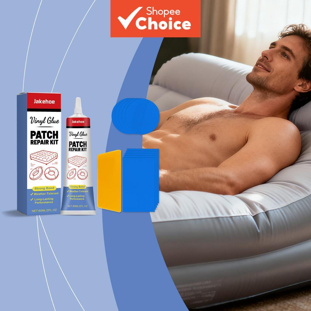 Kit De Reparo De Colchão De Ar Inflável Com Cola E Remendos 60ml Solução Raspador 10 Portáteis
