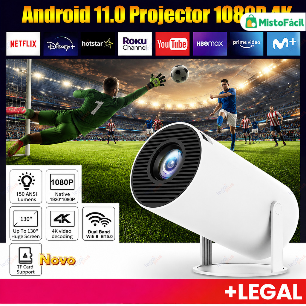 Projetor 4K HD 150 Polegadas Celular, Tv B0x, Xbox, PS, Pc, Wifi HY300 Pro Magcubic Envio Imediato
