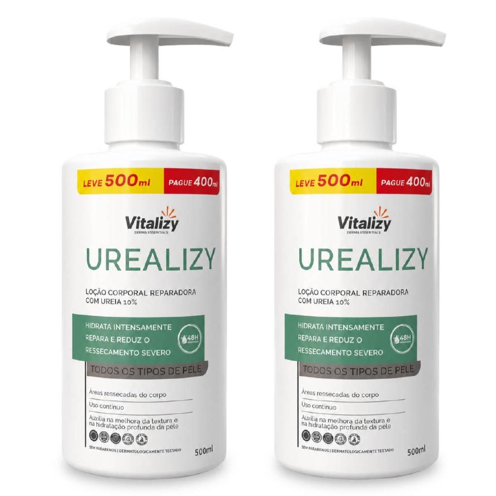 Kit 2x500ml Loção Hidratante Ureia 10% Todos os Tipos de Pele Corporal Ultra Hidratação Vitalizy