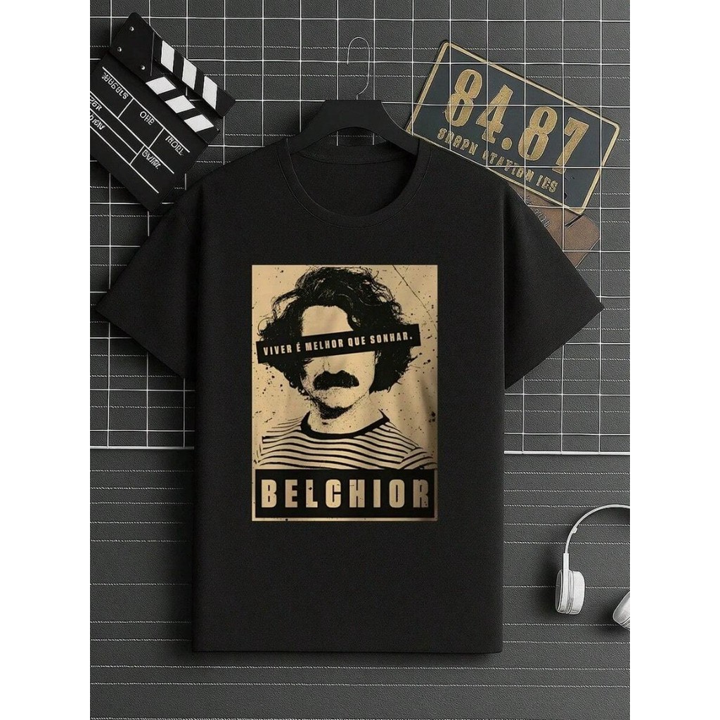 Camiseta Básica Belchior Cantor Brasileiro MPB Musica Camisa Blusa Unissex Masculino Feminino 100% Algodão Streetwear