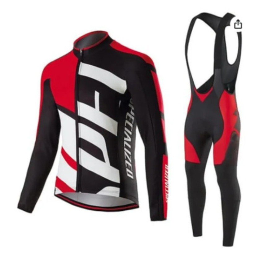 Uniforme de Ciclismo Masculino Manga Longa com Forro Gel
