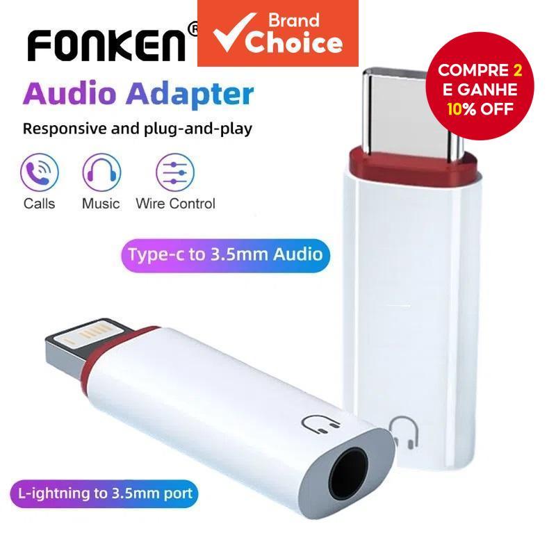[Shopee Choice] Adaptador Fonken 3.5 Mm Para Tipo C/iOS Conversor De Fone De Ouvido OTG AUX De Áudio