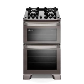 Fogão de Piso Electrolux de 04 Bocas Experience com Duplo Forno e Mesa de Vidro Cinza - FE4DG em Oferta na Shopee