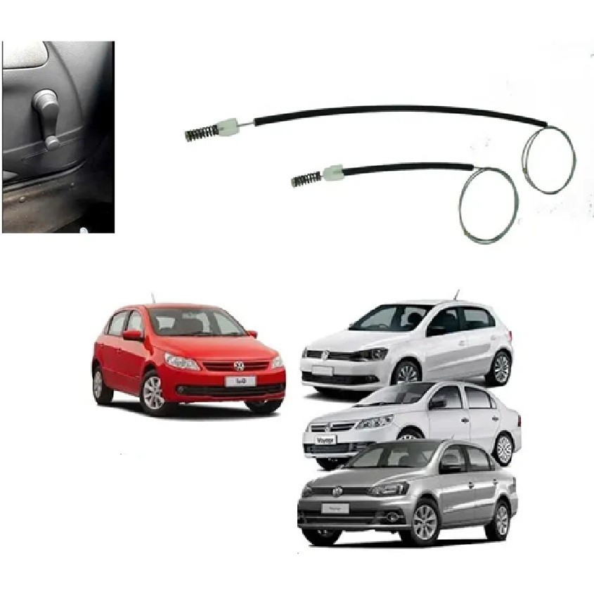 Kit Reparo Maquina Vidro Cabo Aço Manual Gol Voyage G5 G6 4 Portas Dianteiro