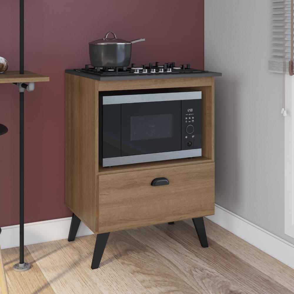 Balcão para Cooktop 4 Bocas 1 Porta Basculante e Espaço para Forno Bogotá Mel - Art In Móveis em Oferta na Shopee