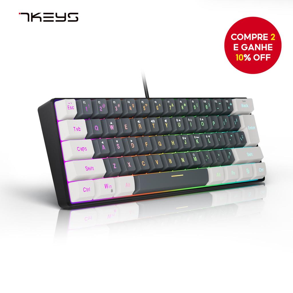 Teclado Pequeno para Jogos Mecânico com Fio 61 Teclas Rgb Laptop — R$ 125,25 em Shopee, 17% OFF