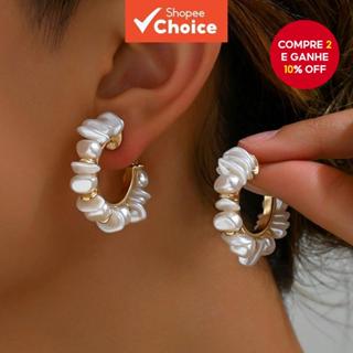 Par de Brincos de Argola em Estilo Boho com Pérolas, Joias Feitas à Mão para Mulheres, Festa na Praia em Oferta na Shopee