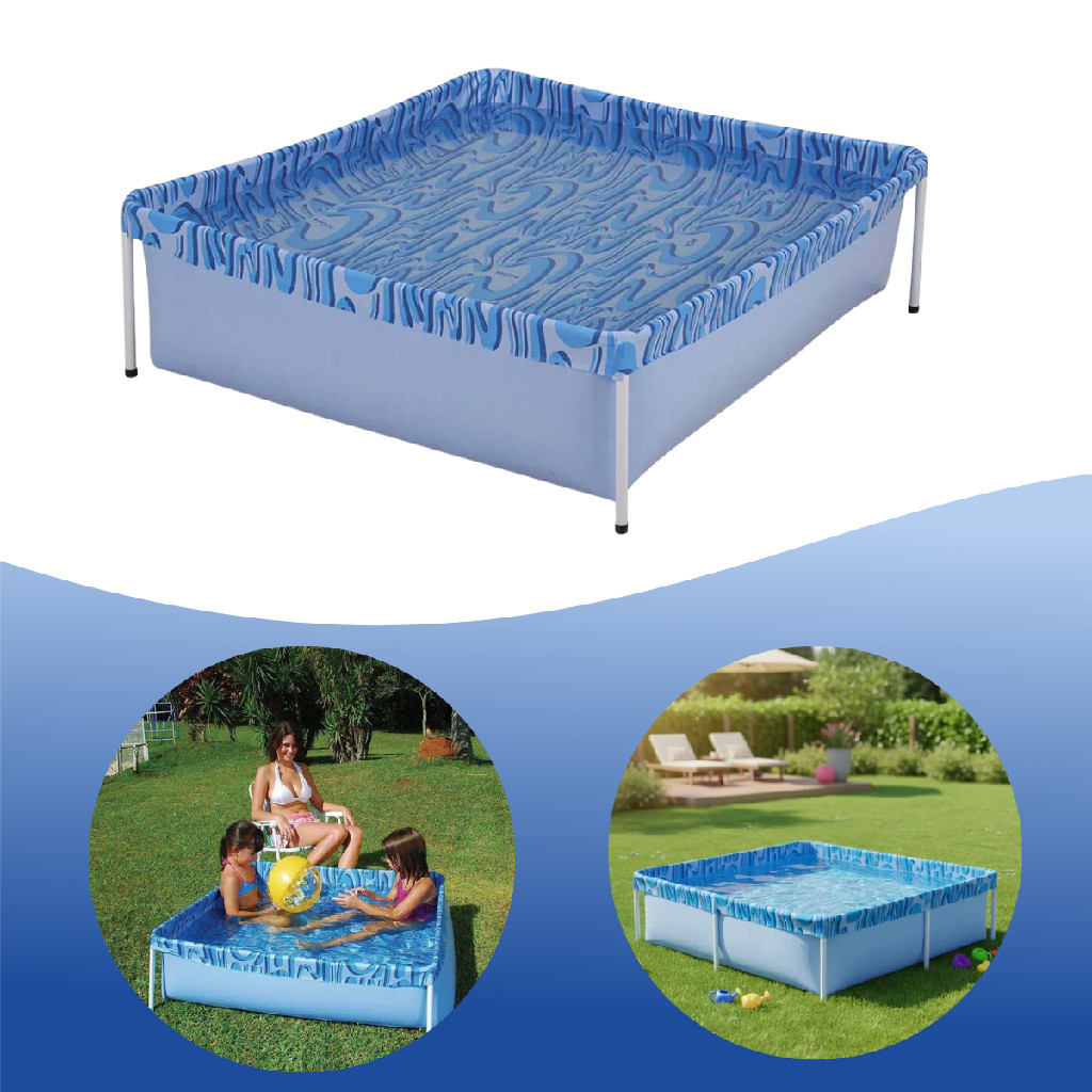 Piscina Infantil Quadrada Estrutural Pvc 400 Litros - Mor em Oferta na Shopee