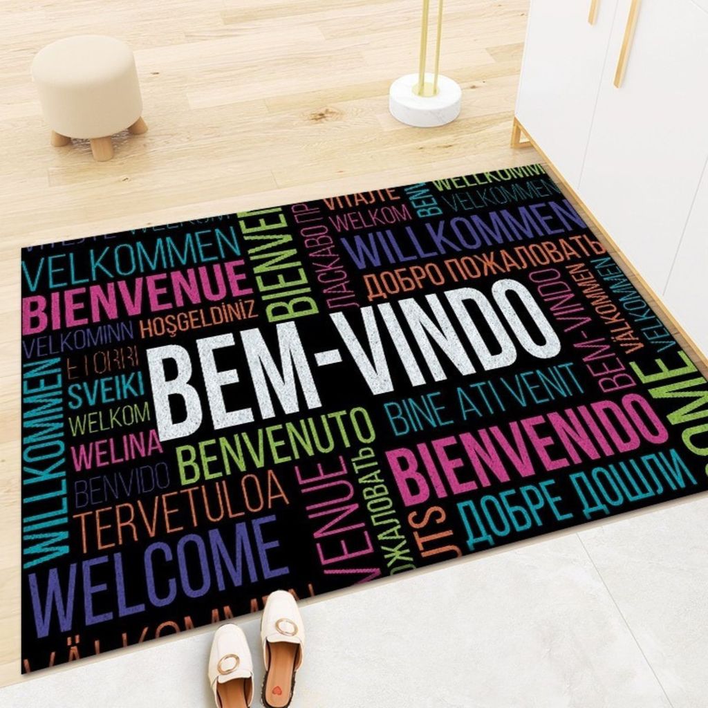 Tapete de Porta Antiderrapante Emborrachado Entrada Casa Bem Vindo Capacho