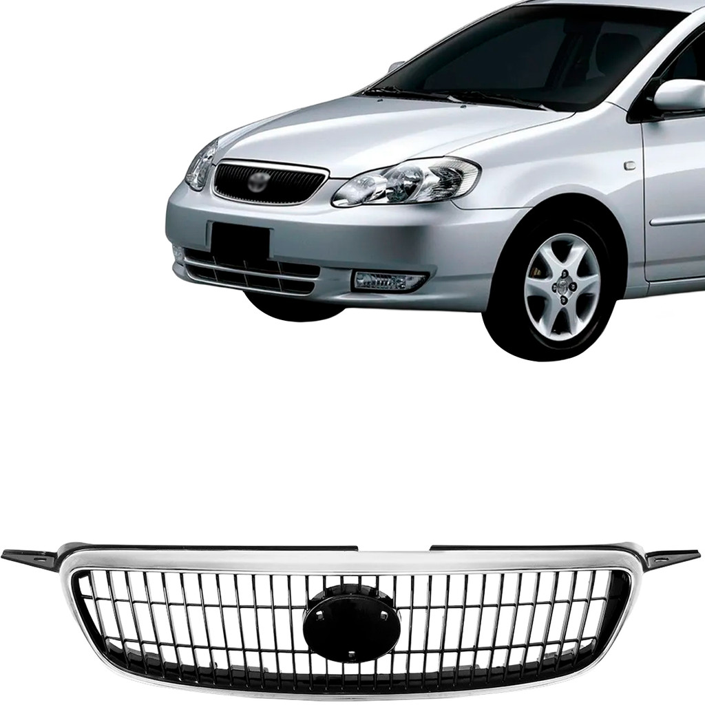 Grade Dianteira Corolla 2003 2004 Friso Preto Moldura Cromada