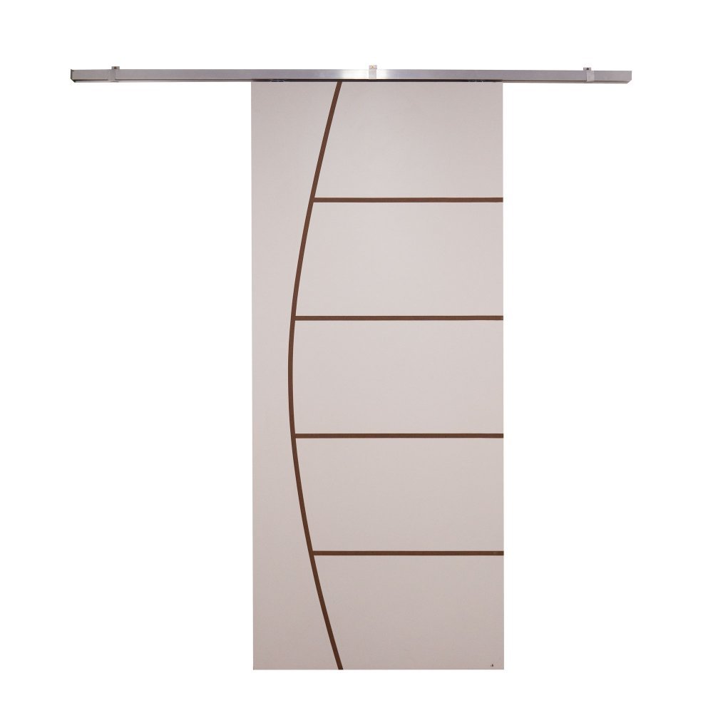 Porta de Correr Branco Prime Frisada Kit Alumínio F04 - 210x100 — imagem 2 de 2