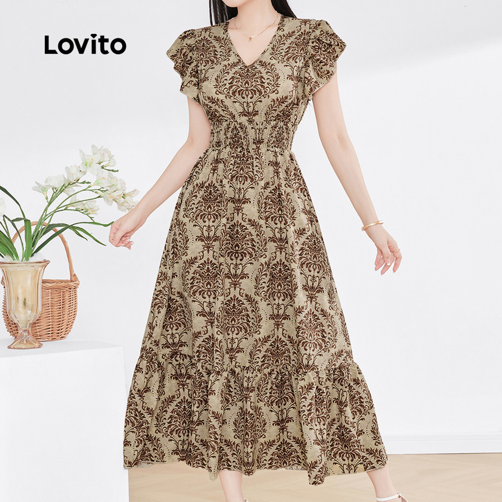 Lovito Vestido Boho Estilo Resort Linha Estrutura Primavera/verão para mulheres L165ED1584 em Oferta na Shopee