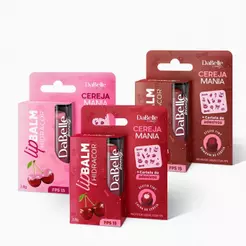 Coleção Lip Balm Cereja Mania Dabelle Beauty - 3 produtos