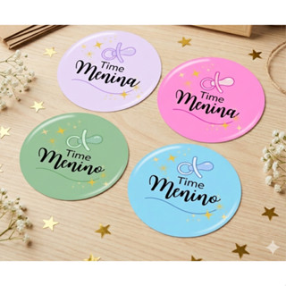 200 Adesivos redondos Chá Revelação Menino/Menina - tamanho 4x4 em Oferta na Shopee