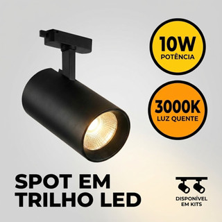 Spot de Trilho LED 10W Preto Luz Quente Economica Bivolt Compatível com Trilho Eletrificado