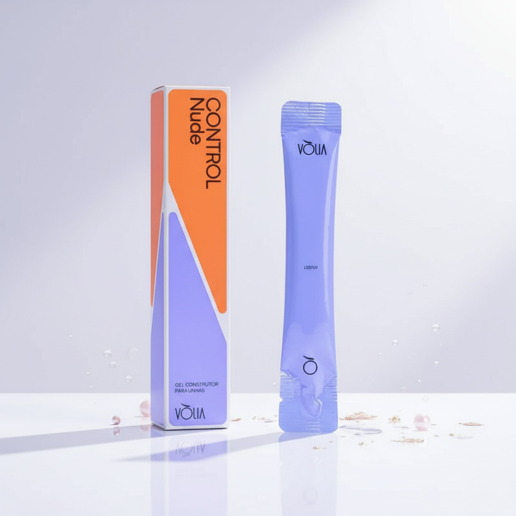 SACHÊ GEL CONTROL NUDE VÒLIA 14g – Gel Construtor Autonivelante para Alongamento e Reforço